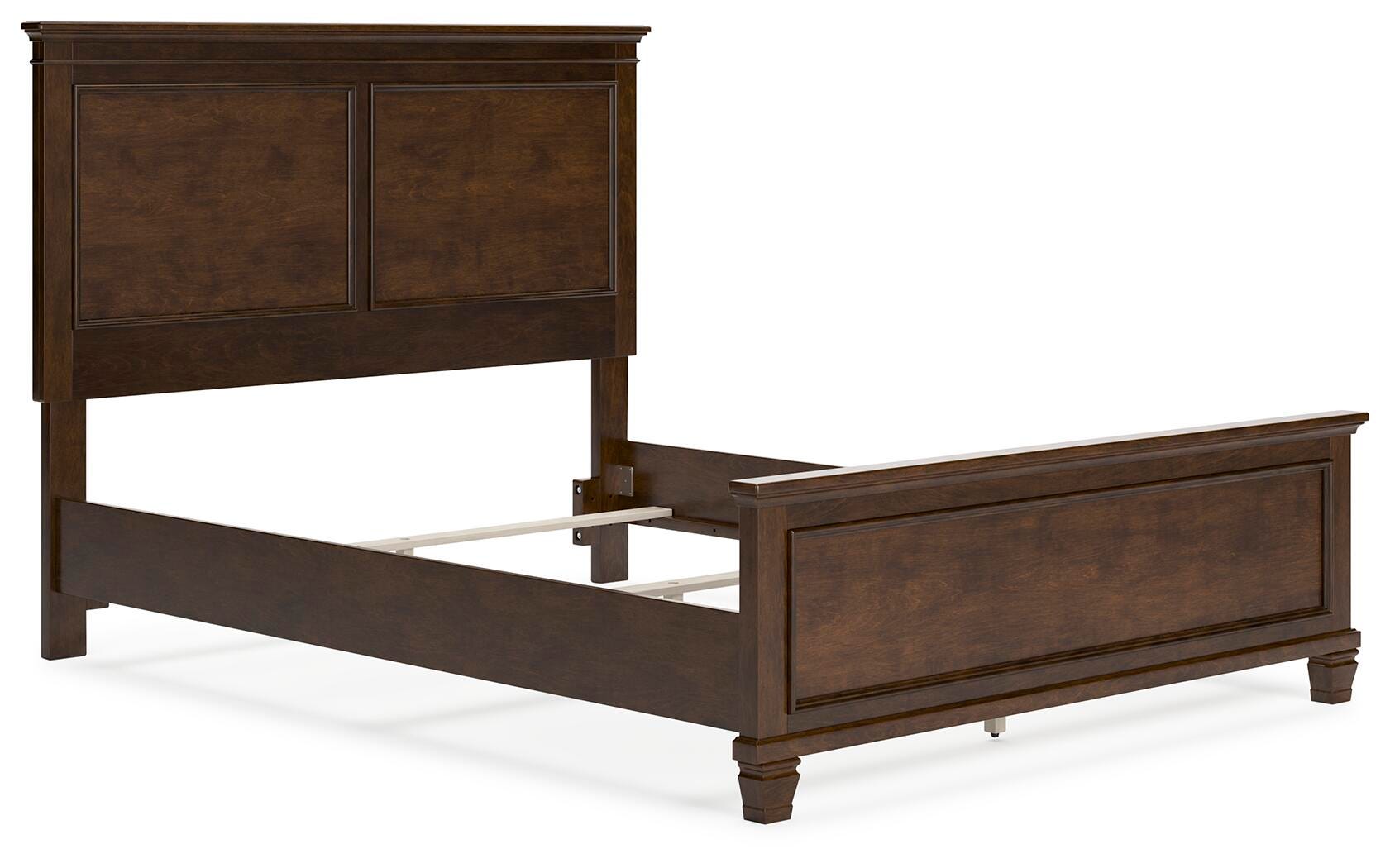 Danabrin Panel Bed with Mirrored Dresser and Chest