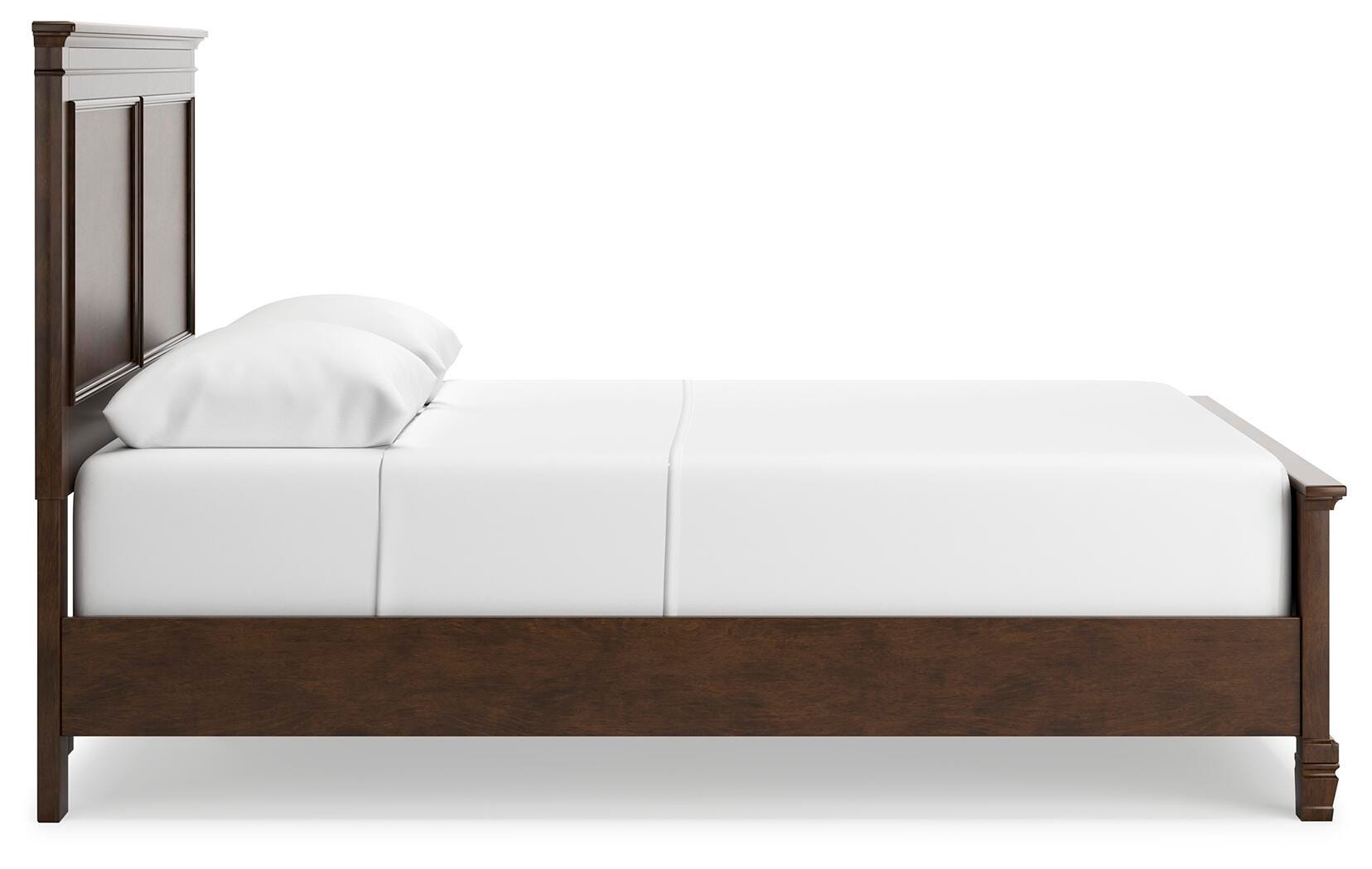 Danabrin Panel Bed with Mirrored Dresser and Nightstand