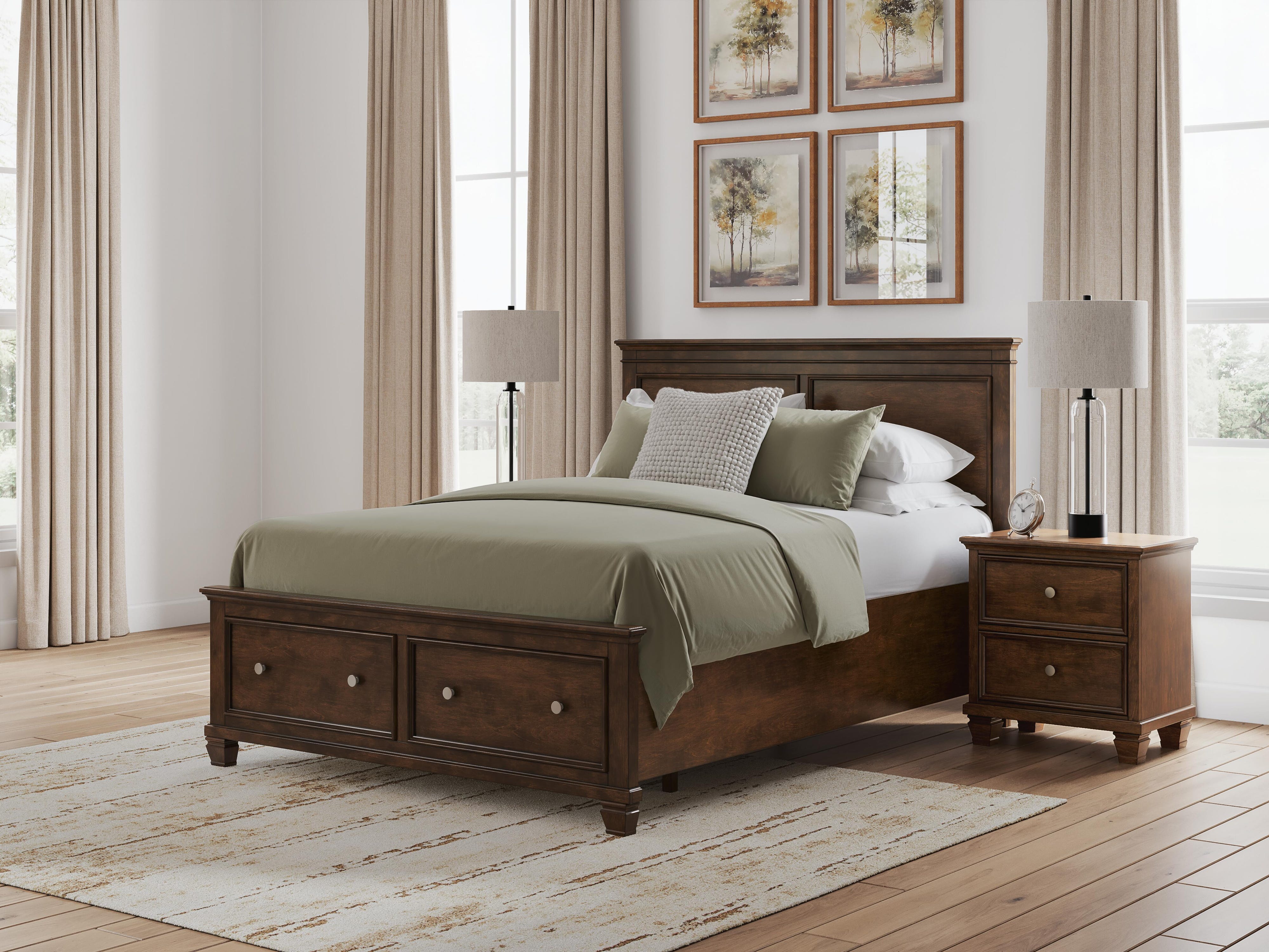 Danabrin Panel Storage Bed, Dresser, Mirror and Nightstand