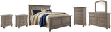 Lettner Panel Bed with Mirrored Dresser, Chest and 2 Nightstands