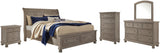Lettner Sleigh Bed with 2 Storage Drawers with Mirrored Dresser, Chest and Nightstand