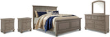Lettner Panel Bed with Mirrored Dresser and 2 Nightstands