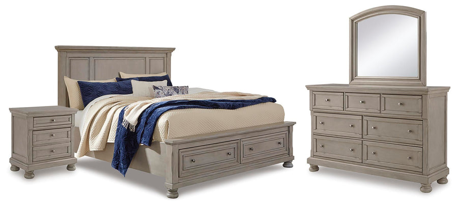Lettner Panel Storage Bed, Dresser, Mirror and Nightstand