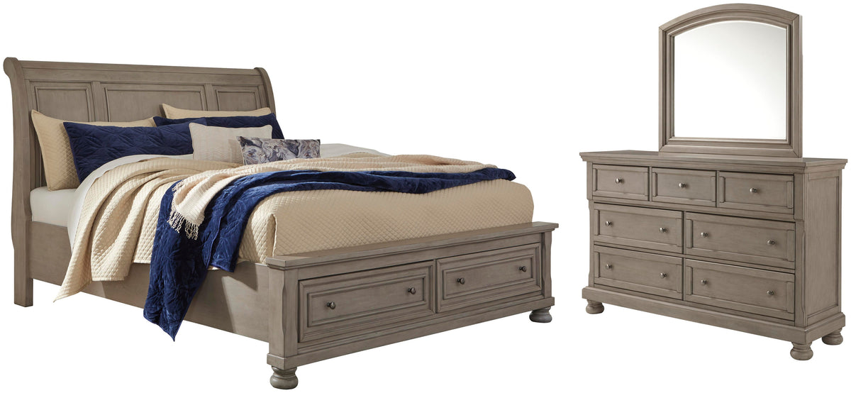 Lettner Sleigh Storage Bed, Dresser and Mirror