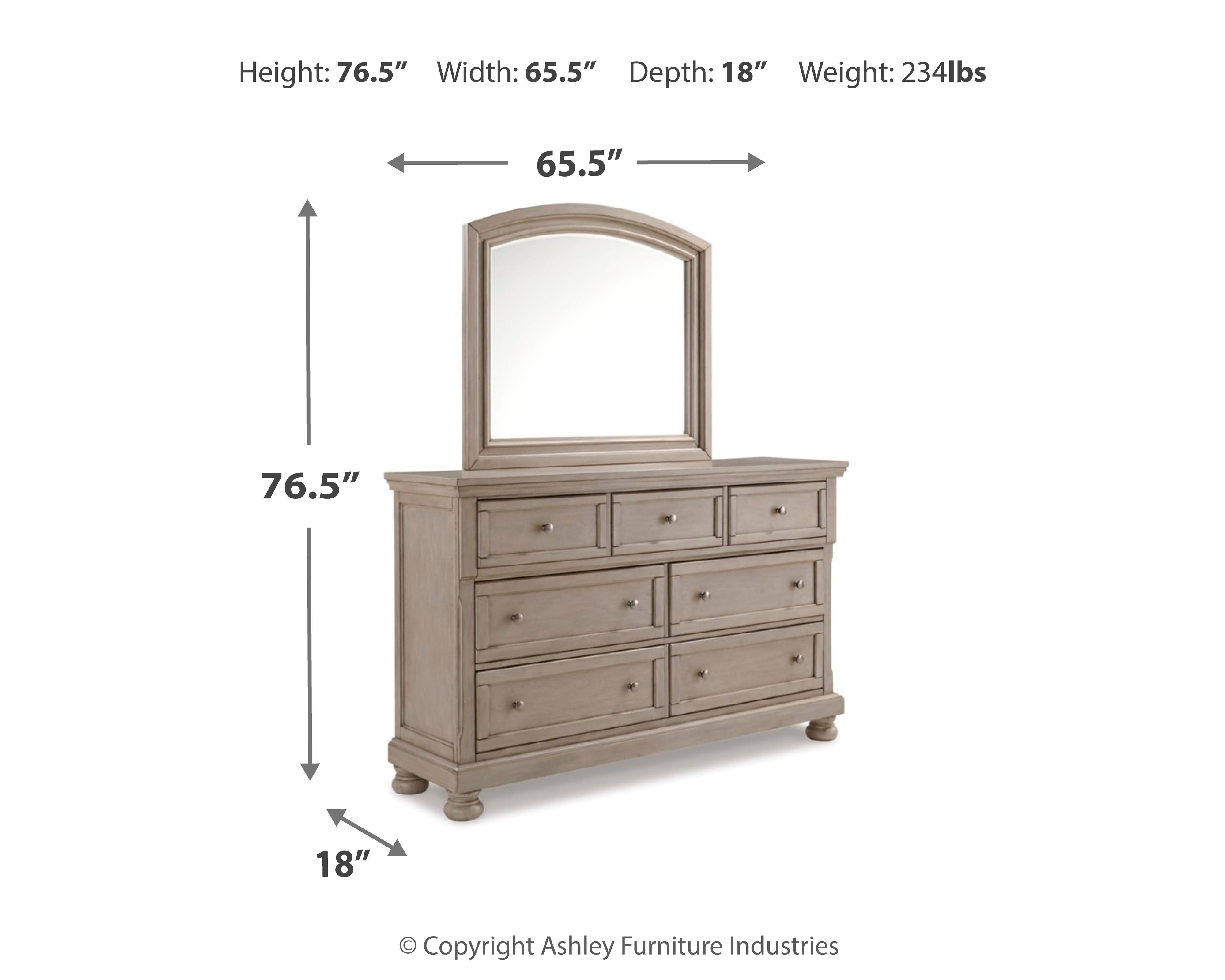 Lettner Panel Bed with Mirrored Dresser, Chest and 2 Nightstands