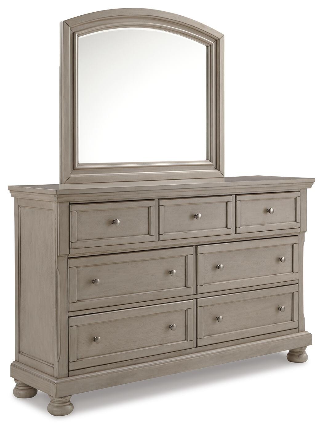 Lettner Sleigh Bed with 2 Storage Drawers with Mirrored Dresser and Chest