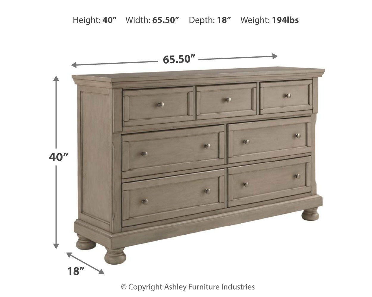 Lettner Sleigh Bed with 2 Storage Drawers and Dresser