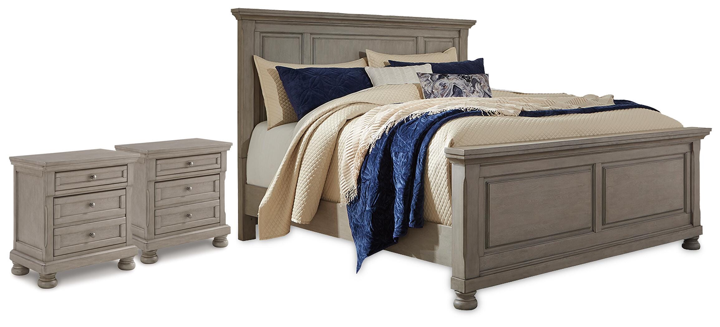 Lettner Panel Bed and 2 Nightstands