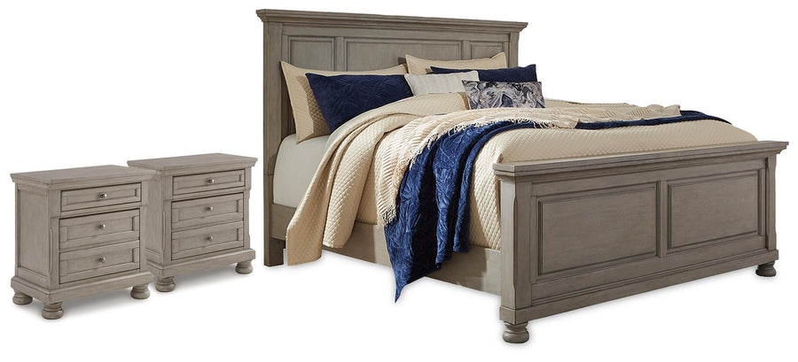 Lettner Panel Bed and 2 Nightstands