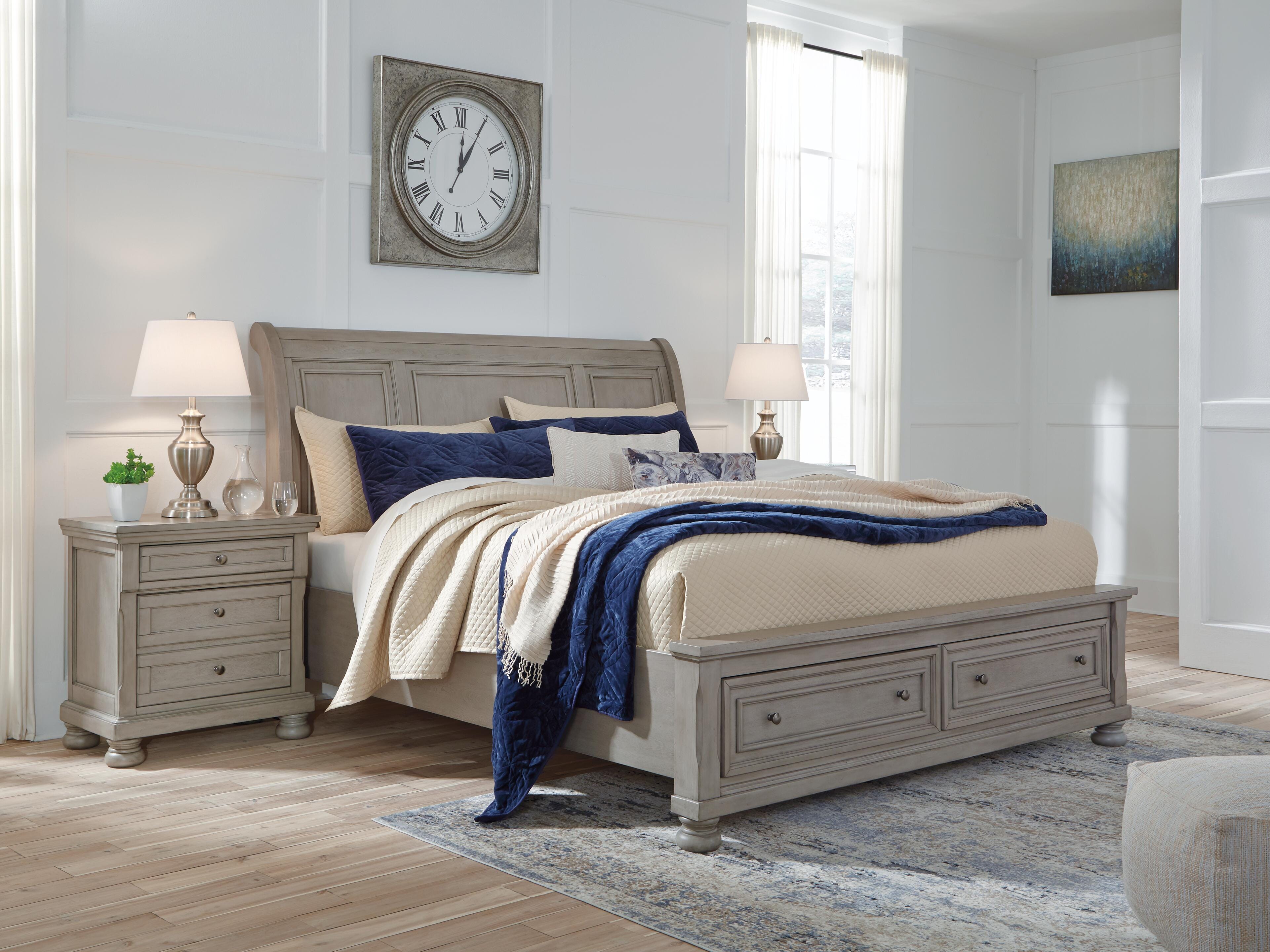 Lettner Sleigh Bed with 2 Storage Drawers