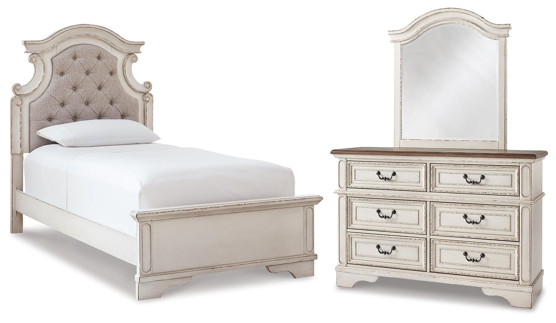 Realyn Bed, Dresser and Mirror