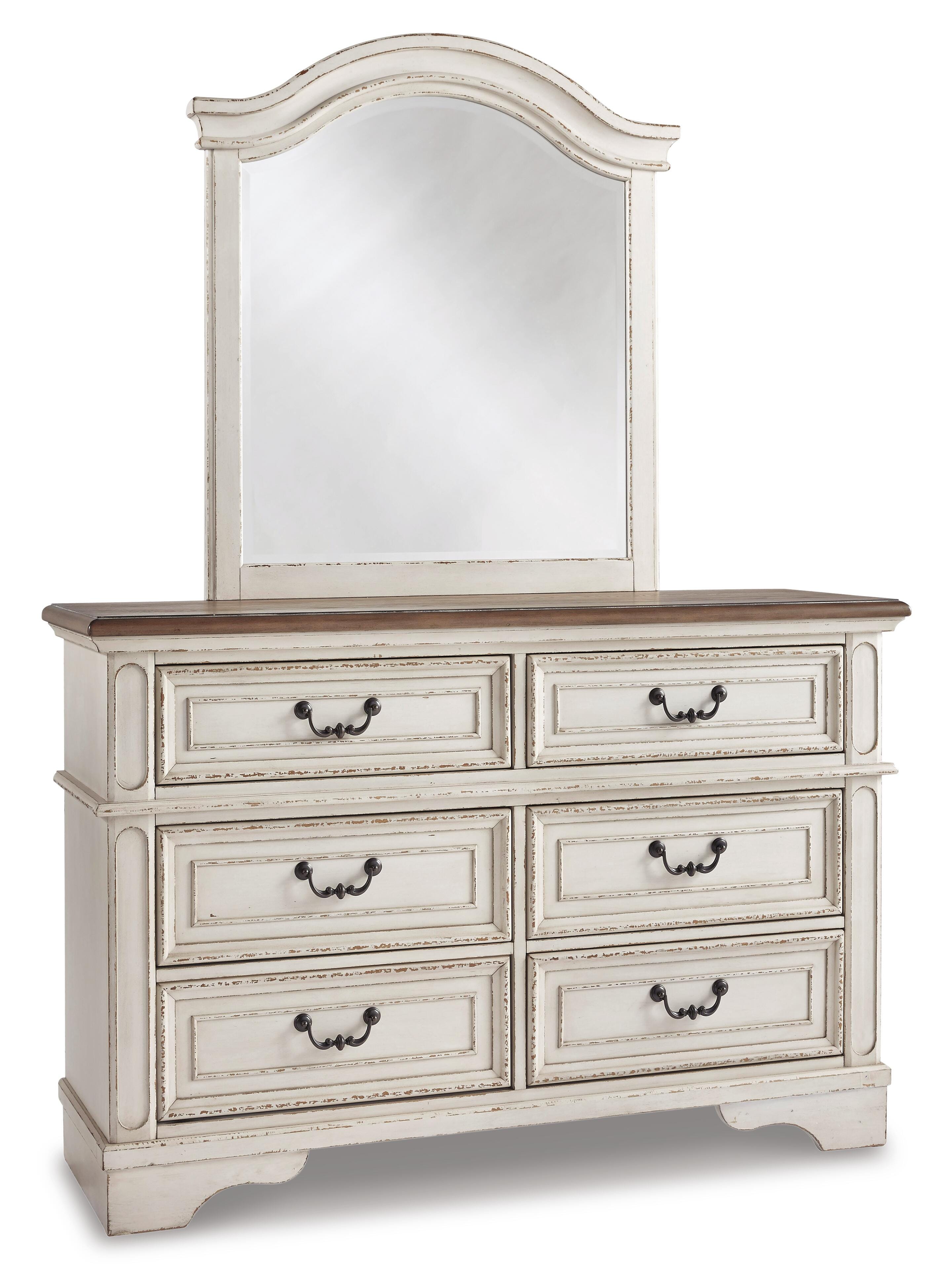 Realyn Panel Bed with Mirrored Dresser, Chest and 2 Nightstands