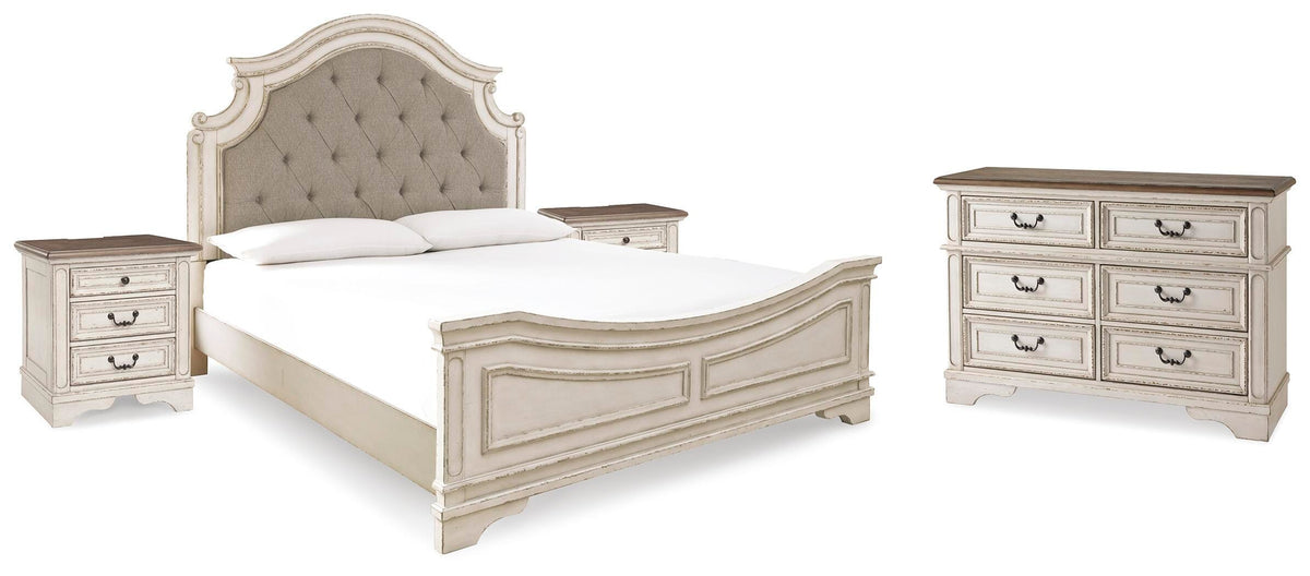 Realyn Panel Bed, Dresser and 2 Nightstands