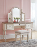 Realyn Vanity and Mirror with Stool