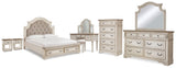 Realyn Storage Bed, Dresser, Mirror, Chest, Vanity with Stool and 2 Nightstands