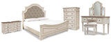 Realyn Panel Bed, Vanity, Chest and 2 Nightstands