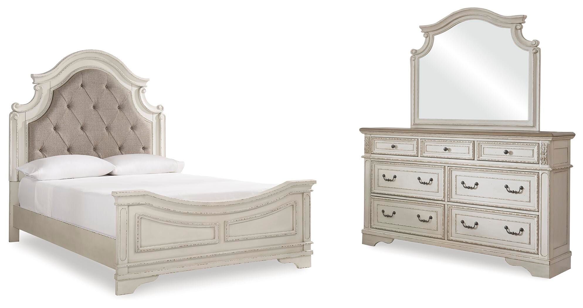 Realyn Bed, Dresser and Mirror
