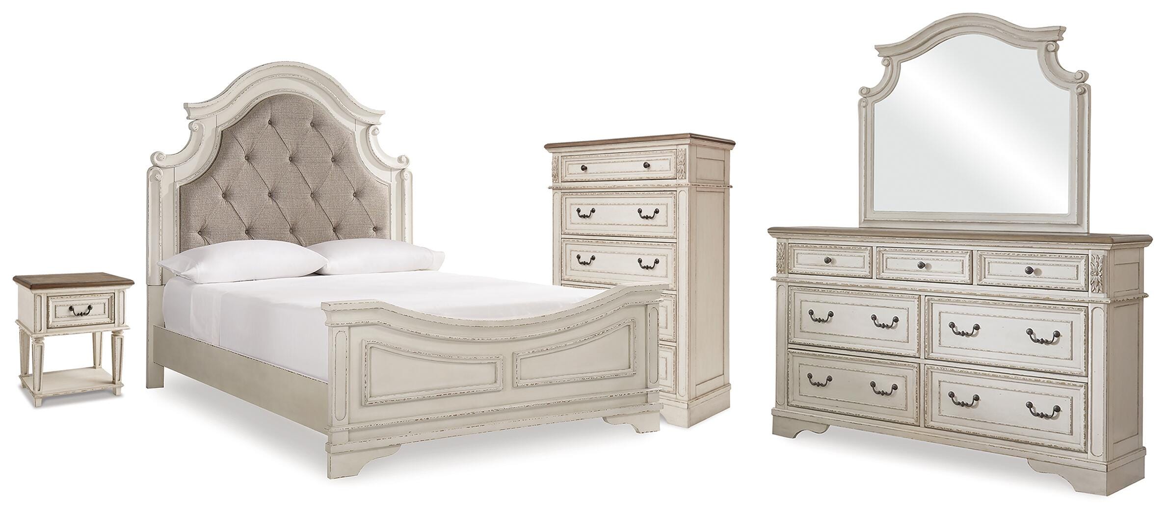 Realyn Panel Bed Dresser, Mirror, Chest and Nightstand