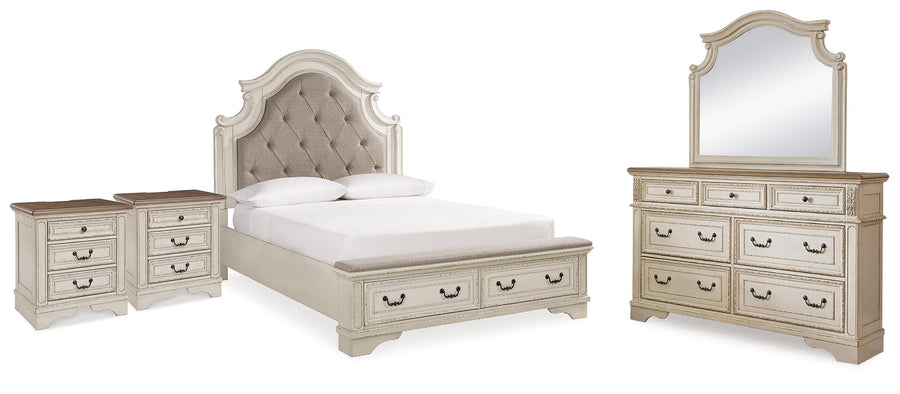 Realyn Panel Bed, Dresser, Mirror and 2 Nightstands