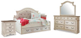 Realyn Day Bed with Storage, Dresser, Mirror and Nightstand