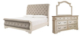 Realyn Sleigh Bed with Mirrored Dresser