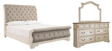 Realyn Sleigh Bed with Mirrored Dresser