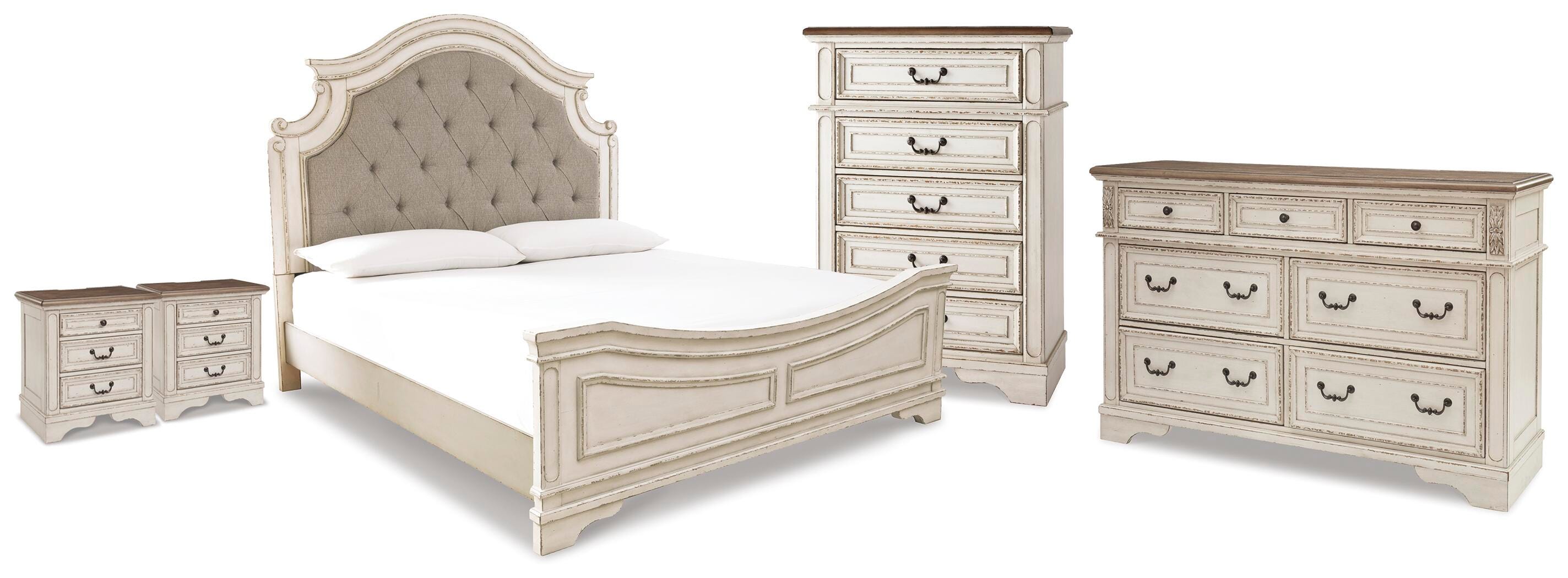 Realyn Panel Bed, Dresser, Chest and 2 Nightstands