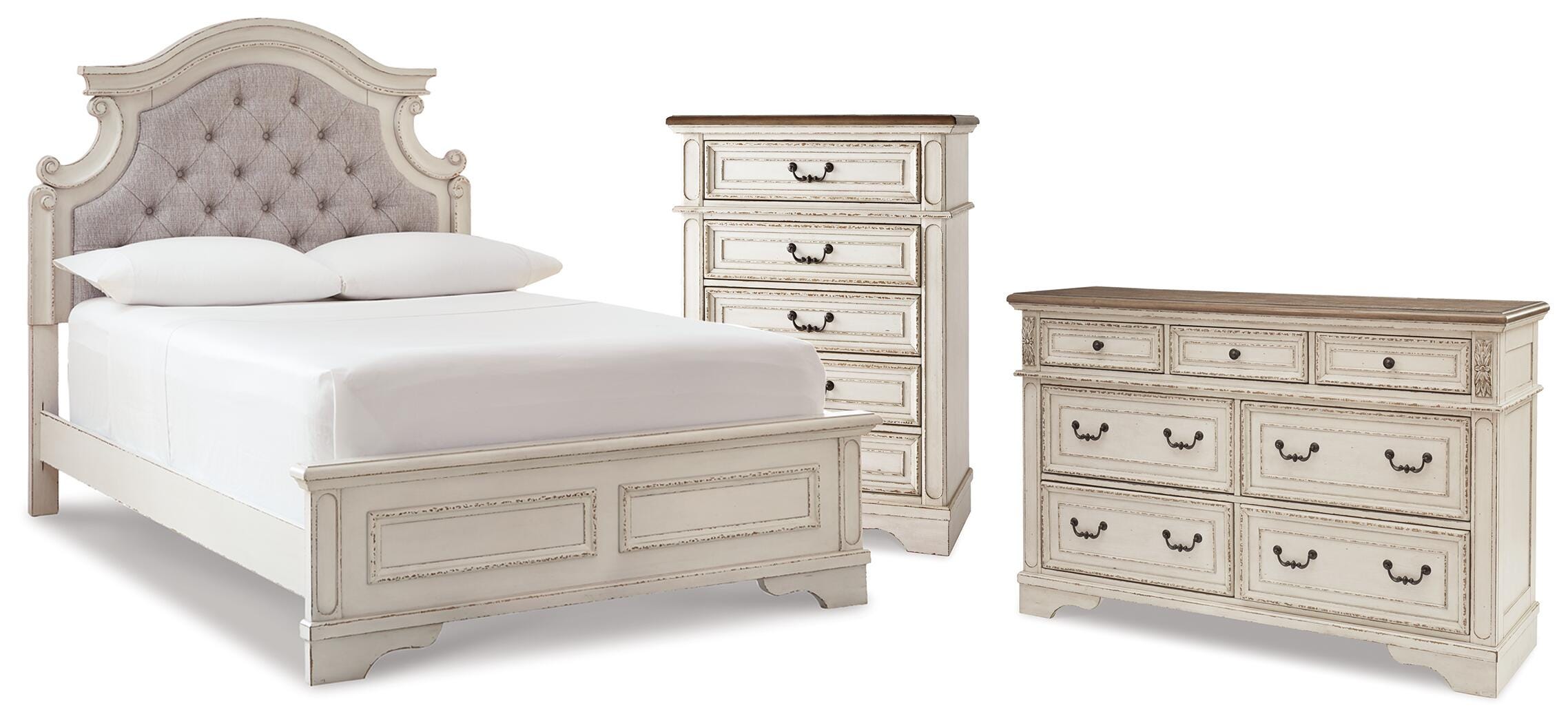 Realyn Panel Bed, Dresser and Chest