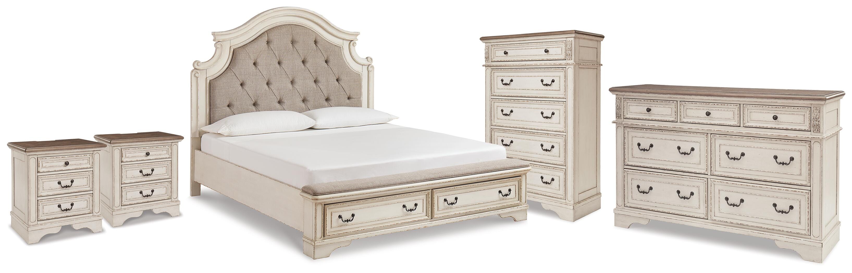 Realyn Storage Bed, Dresser, Chest and 2 Nightstands