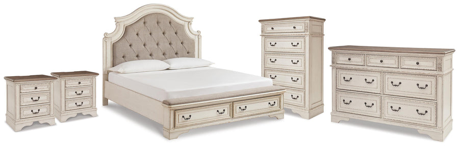 Realyn Storage Bed, Dresser, Chest and 2 Nightstands
