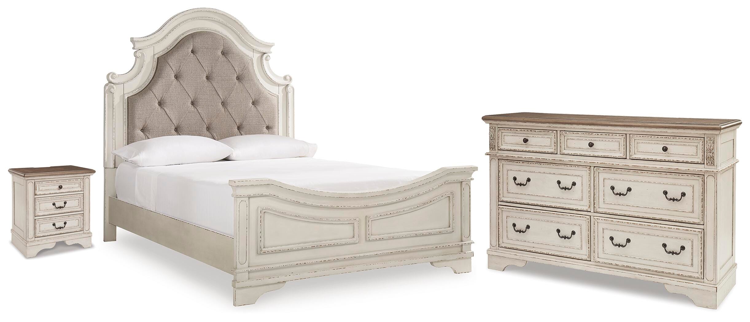 Realyn Panel Bed, Dresser and Nightstand