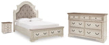 Realyn Upholstered Storage Bed, Dresser and Nightstand