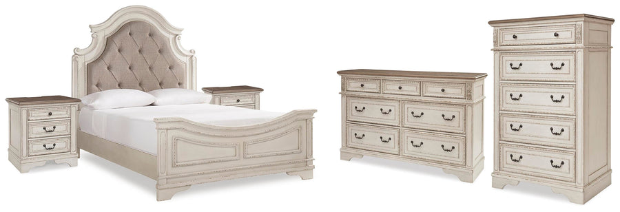 Realyn Panel Bed, Dresser, Chest and 2 Nightstands