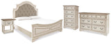 Realyn Upholstered Panel Bed, Dresser, Chest and Nightstand