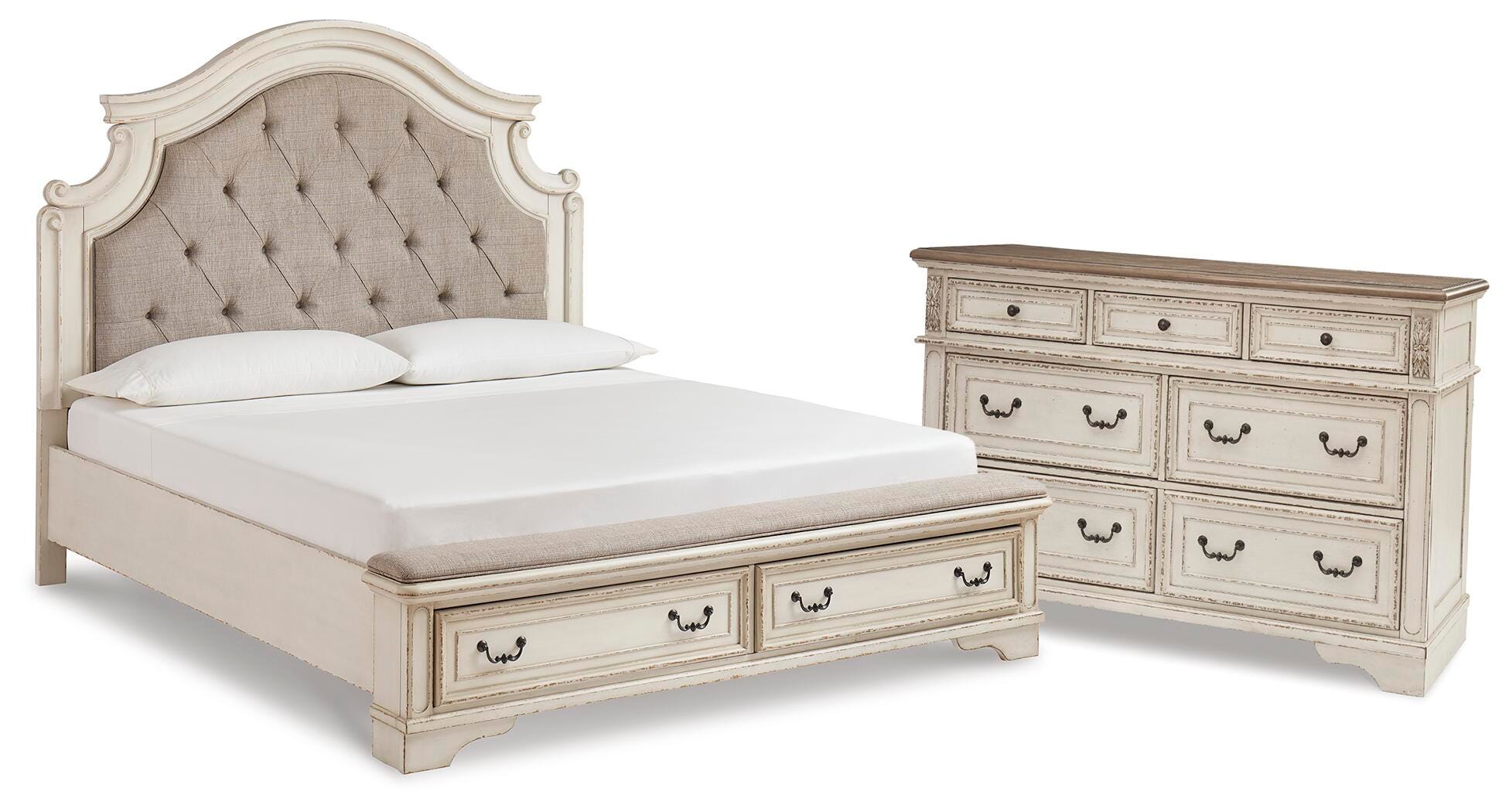 Realyn Panel Storage Bed and Dresser