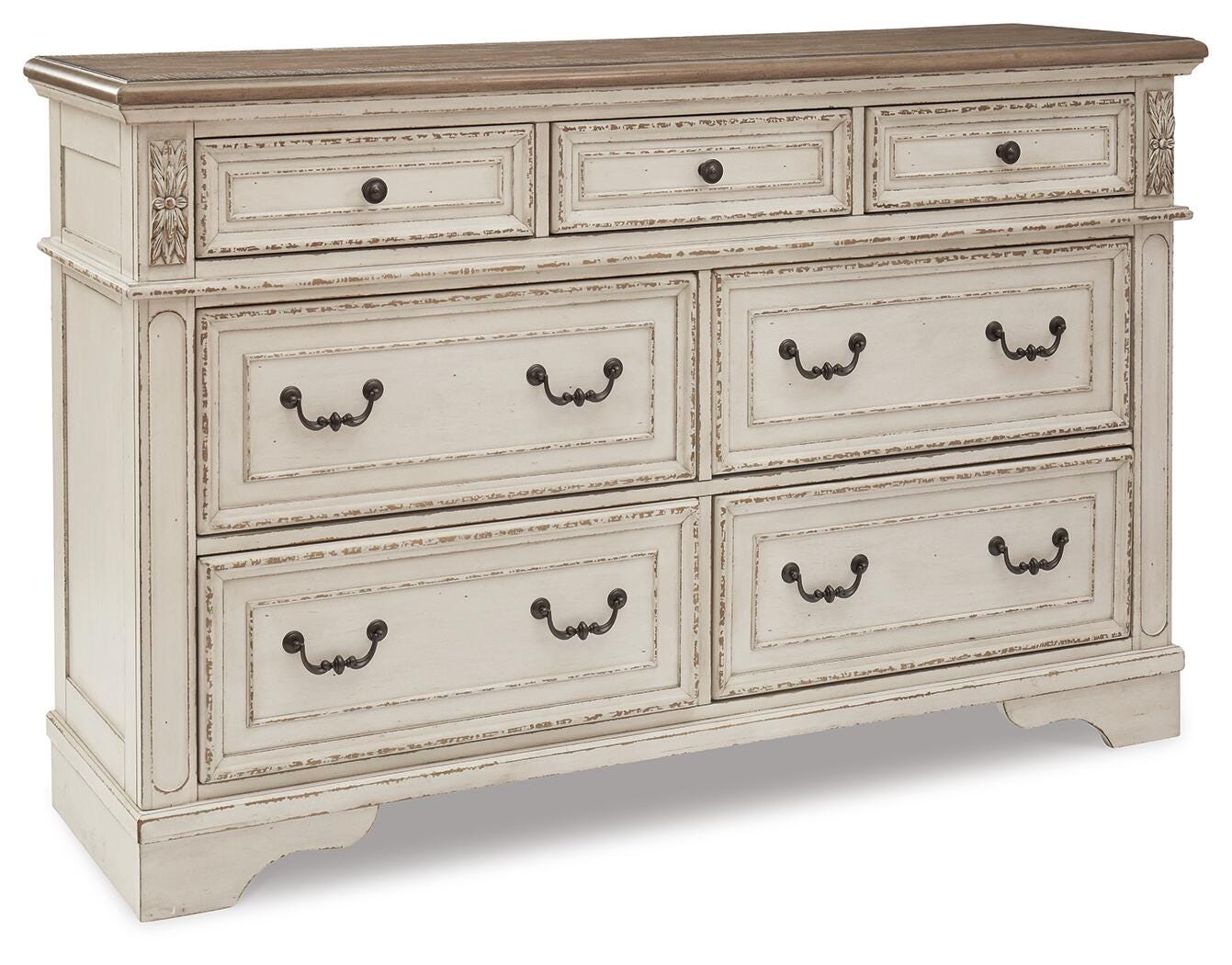 Realyn Upholstered Panel Bed, Dresser, Chest and Nightstand