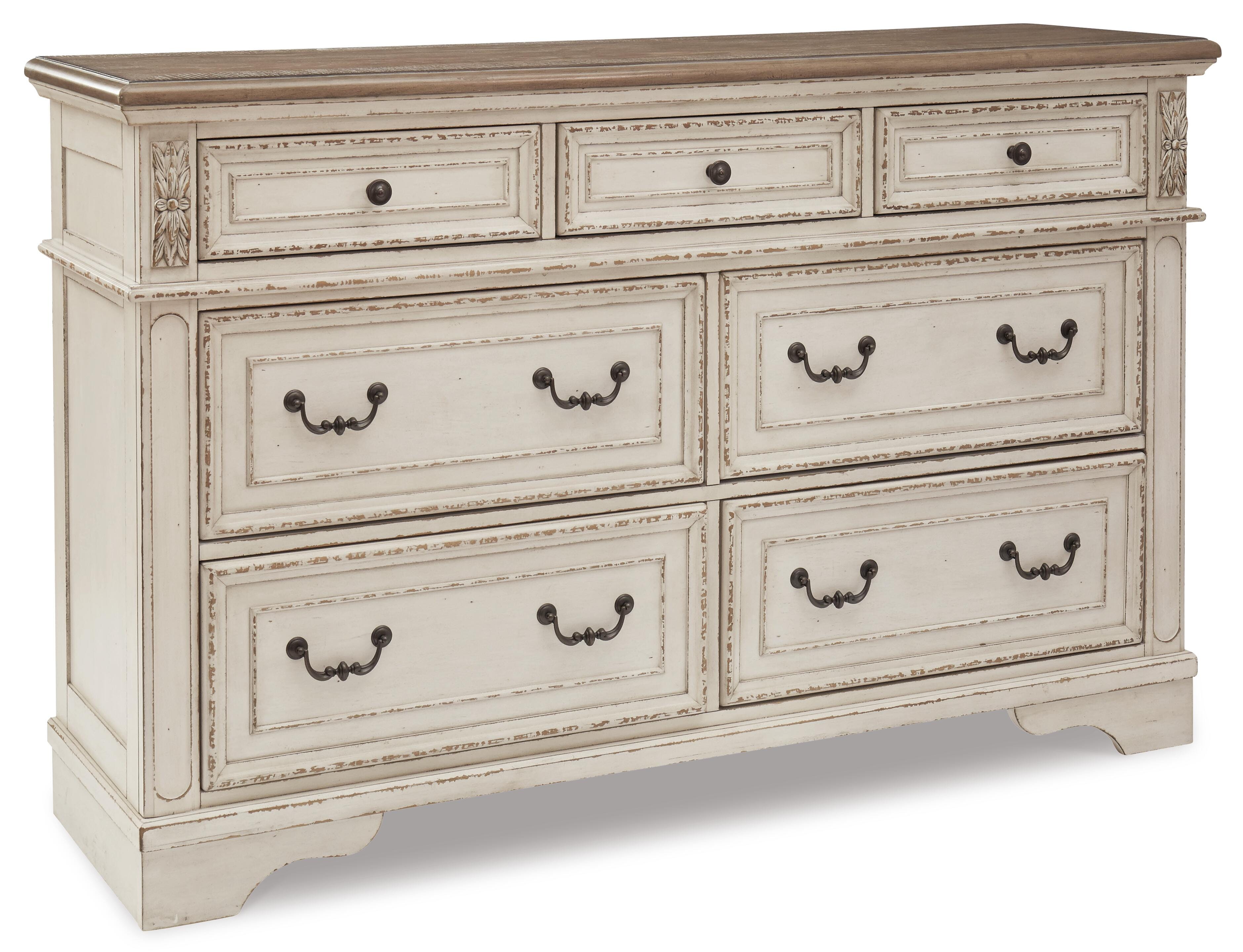 Realyn Upholstered Panel Bed with Dresser