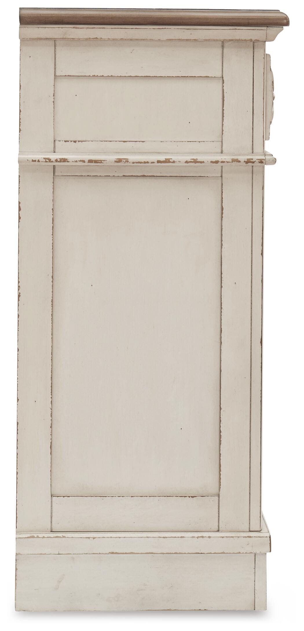 Realyn Upholstered Panel Bed with Storage, Dresser and Nightstand