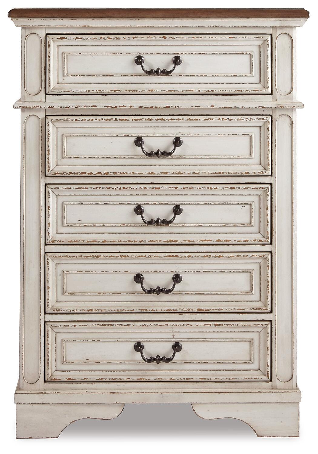 Realyn Panel Bed, Dresser, Mirror, Chest and Nightstand