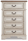 Realyn Upholstered Panel Bed, Dresser, Mirror, Chest and Nightstand