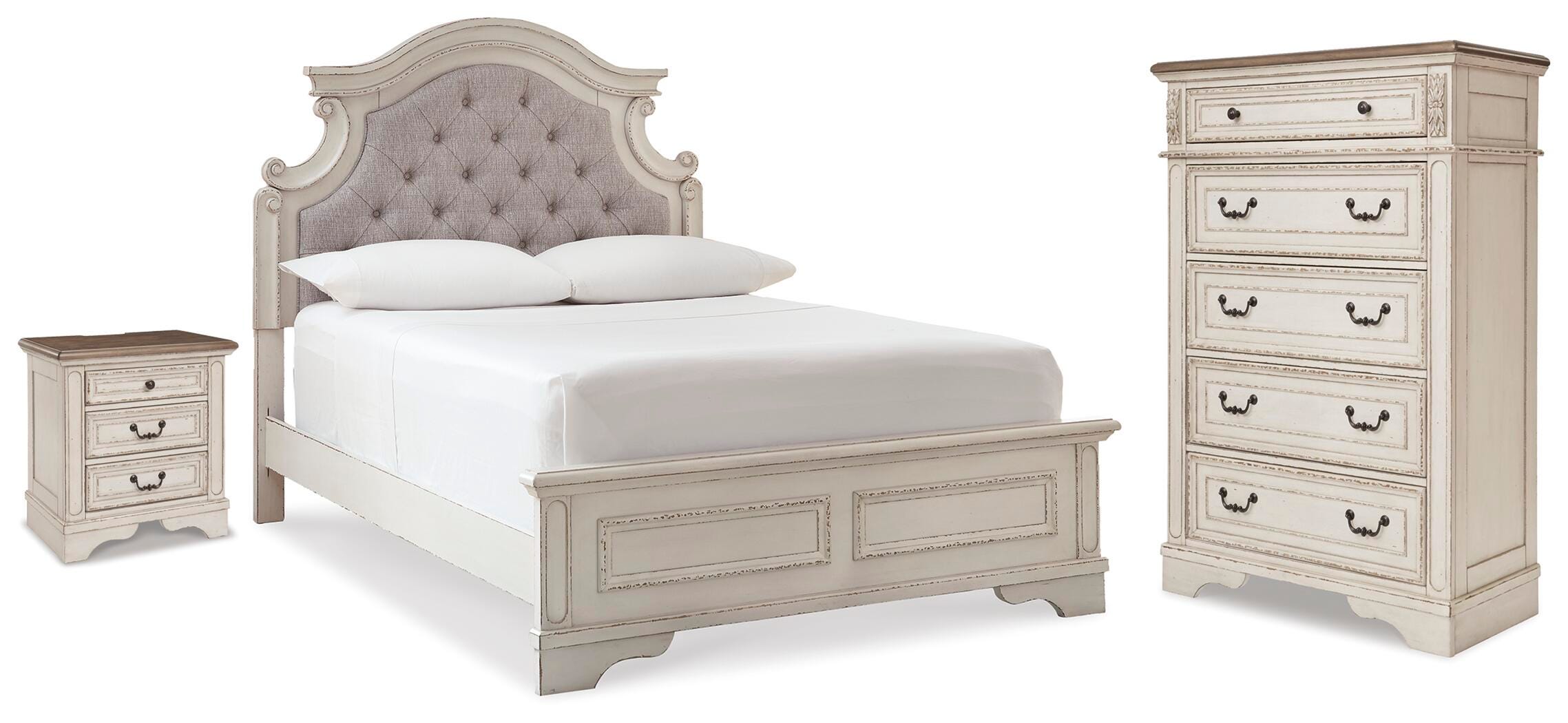 Realyn Panel Bed, Chest and Nightstand
