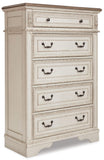 Realyn Upholstered Panel Bed with Mirrored Dresser, Chest and Nightstand