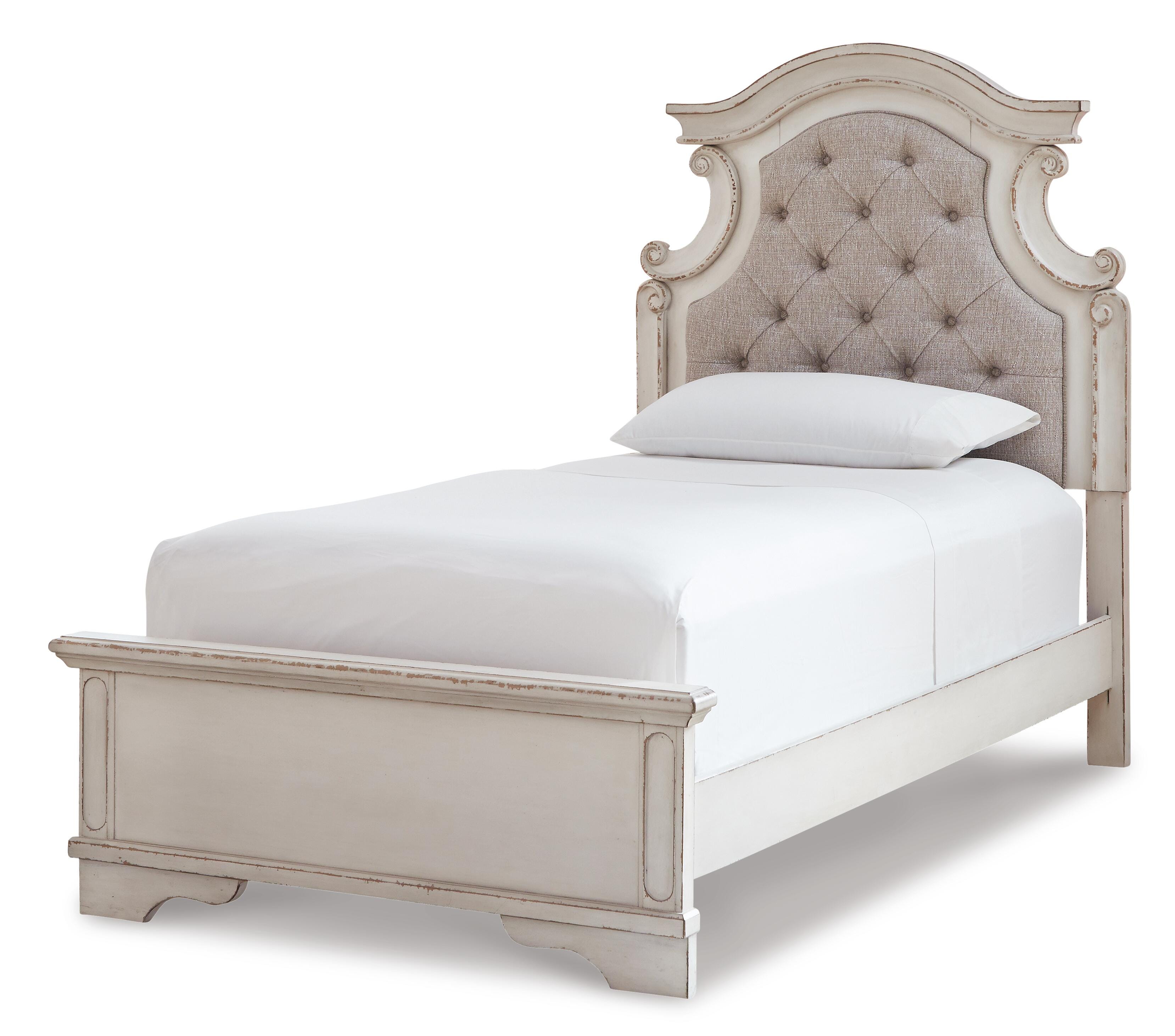 Realyn Upholstered Panel Bed with Dresser