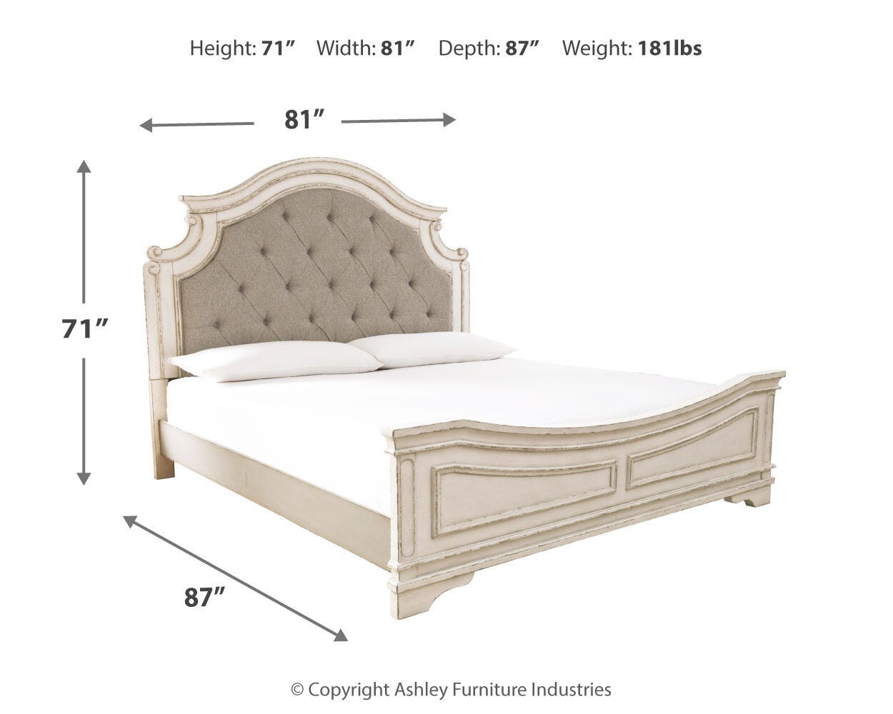 Realyn Panel Bed, Dresser, Mirror and Nightstand