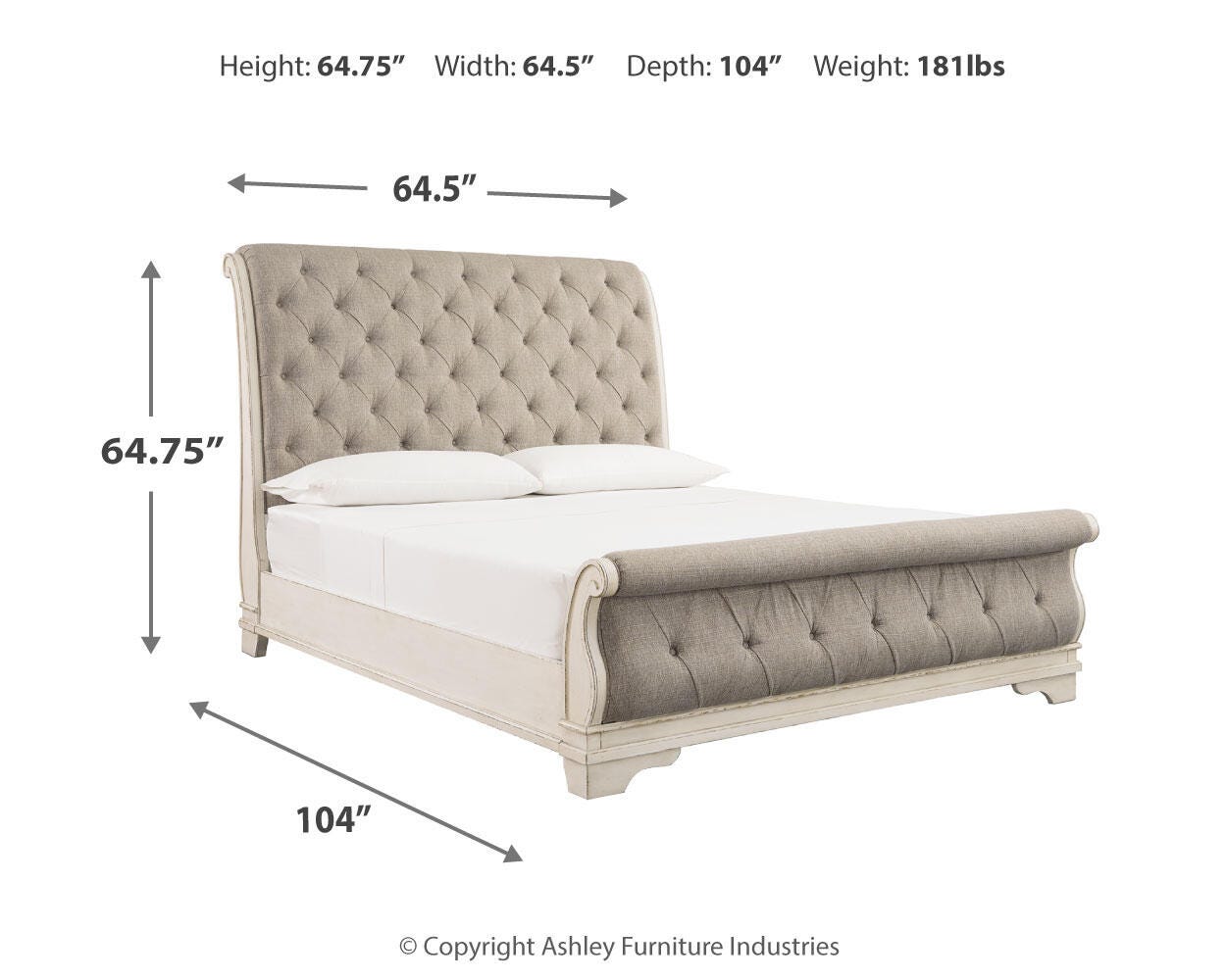 Realyn Upholstered Sleigh Bed, Dresser and 2 Nightstands