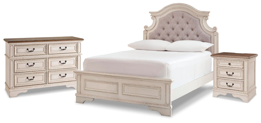 Realyn Panel Bed, Dresser and Nightstand
