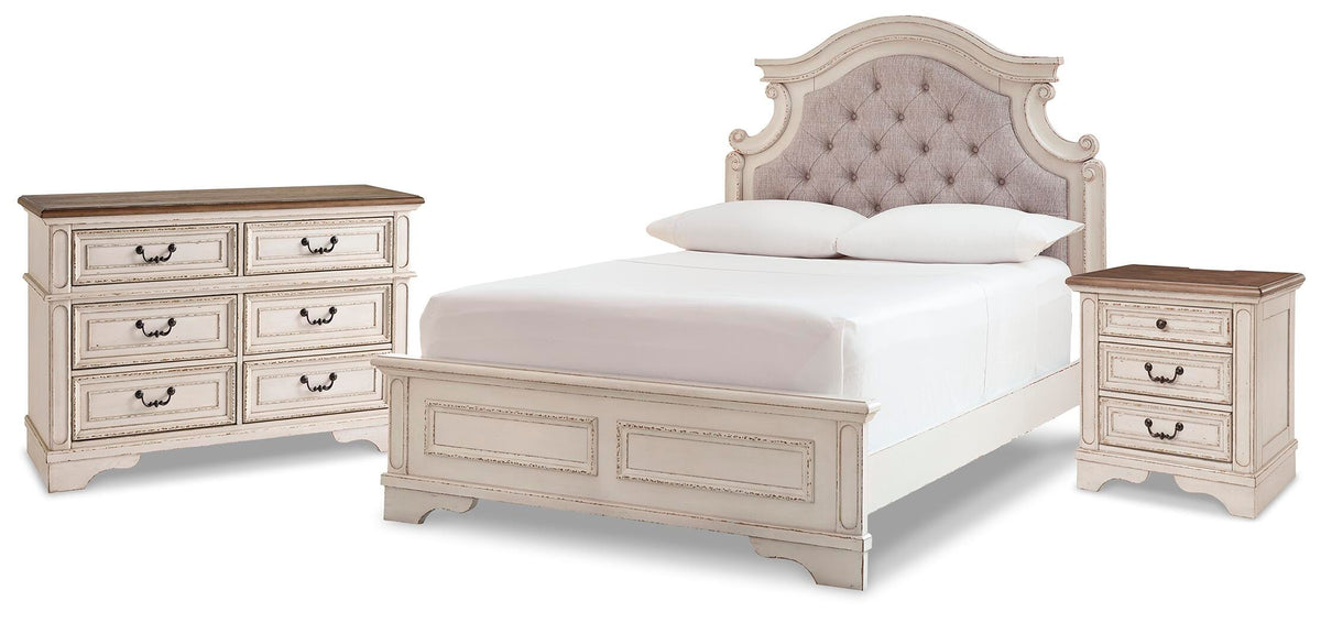 Realyn Panel Bed, Dresser and Nightstand