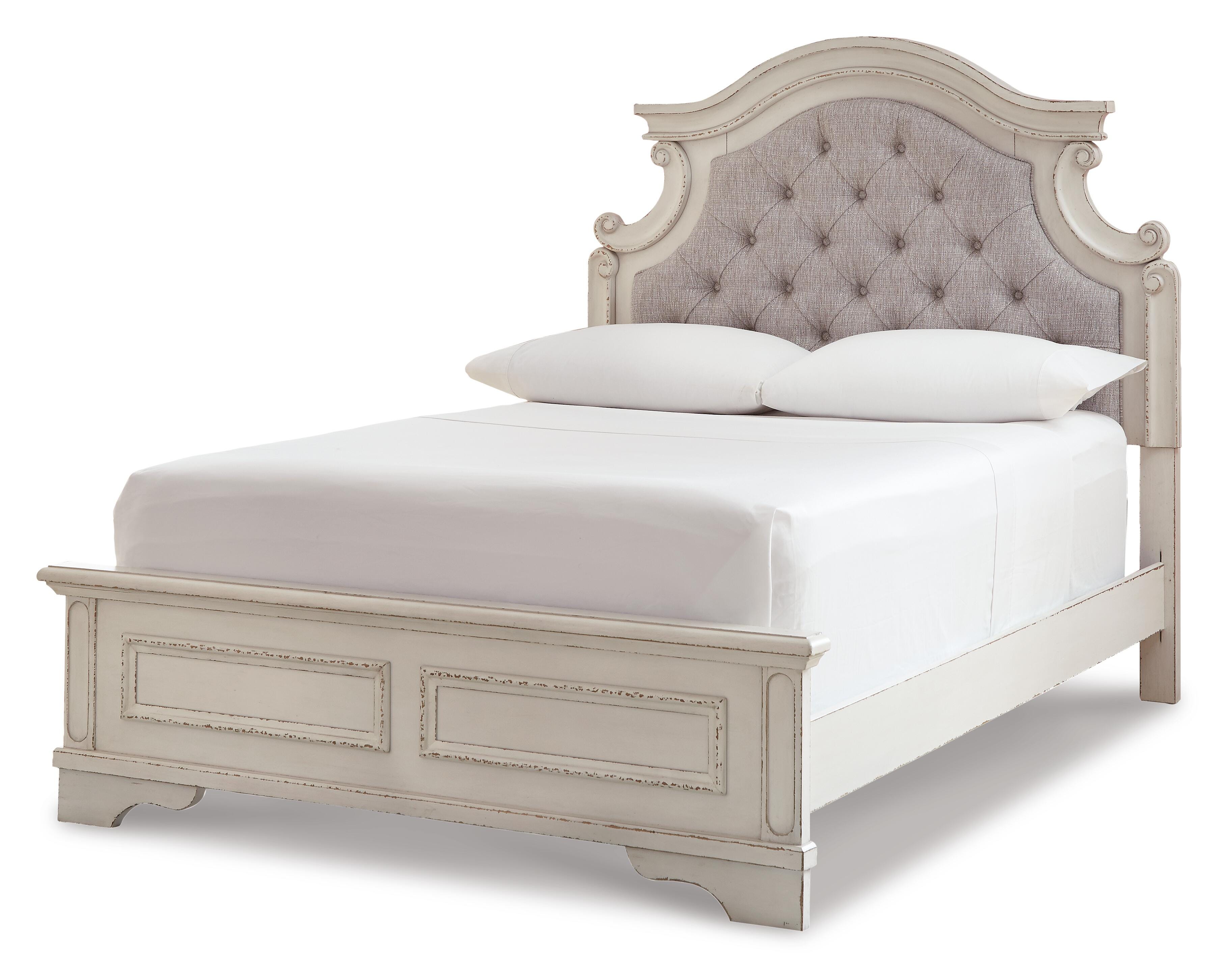 Realyn Panel Bed with Mirrored Dresser and 2 Nightstands