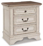 Realyn Sleigh Bed with Mirrored Dresser and 2 Nightstands