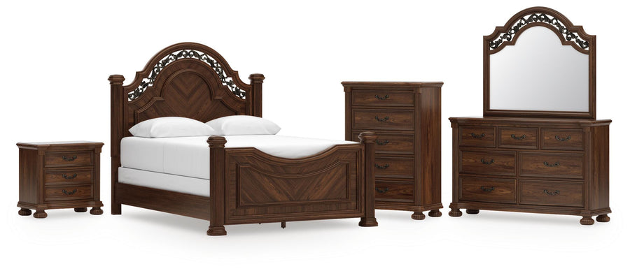 Lavinton Poster Bed, Dresser, Mirror, Chest and Nightstand